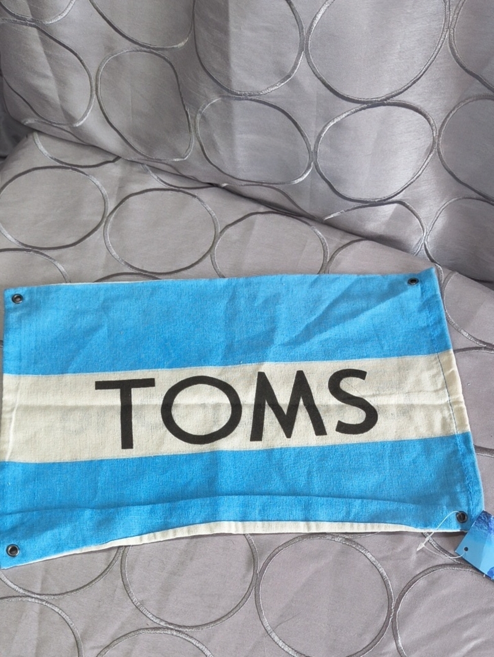 Toms Blue and Cream Logo Drawstring Shoe Bag AH